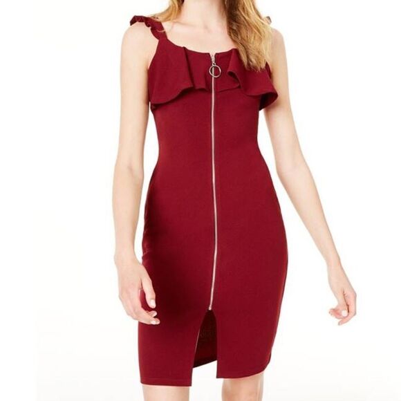 Zipper Front Mini Dress - Picture 1 of 6
